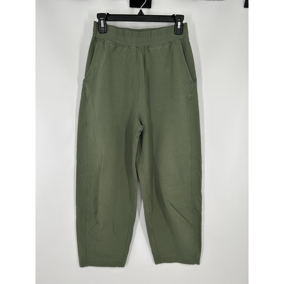 Lululemon LA Barrel Leg Pant Green Twill W5EMJS Baggy Wide Leg Sweatpants Size 6 - Picture 1 of 6